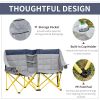 Loveseat Style Camping Chair – Oversized Folding Lawn Chair with Carry Bag & Cup Holders (Navy Blue & Gray)