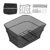 Rear Bike Basket, Wire Mesh Bicycle Basket with Cargo Net & Waterproof Cover, Durable Metal Bike Back Basket, Fits Most Rear Bike Racks