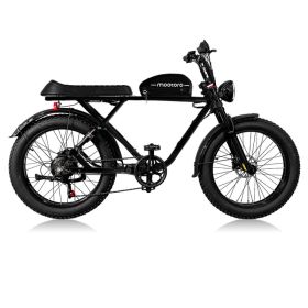 24" Fat Tire 1000W Electric Cafe Racer E-Bike BK – Dual Suspension