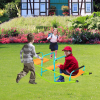 XSS008 high quality kids seesaw plastic seat playground equipment cute baby plastic rocker outdoor children blue and green steel tube for kids age 3+