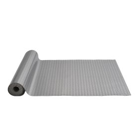 Garage Floor Mat 4.9x13ft Vinyl Garage Flooring Roll Anti-Slide Diamond Texture Silver Garage Mats for Under Car 63.7sqft Covering Space DIY PVC