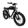 24" Fat Tire 1000W Electric Cafe Racer E-Bike BK – Dual Suspension