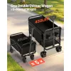 Double Decker Collapsible Wagon – 400L Heavy Duty Folding Cart with All Terrain Wheels, Supports 450 lbs