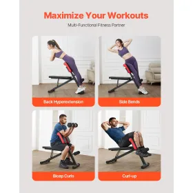 Multi Functional Weight Bench – Adjustable Roman Chair Hyperextension Bench for Full Body Workout