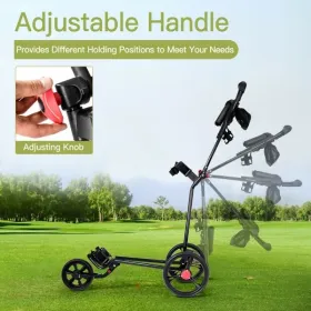 Durable Foldable Steel Golf Cart with Mesh Bag – Lightweight Push Pull Trolley for Golf Clubs