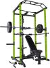Green Power Cage Home Gym Set 1000 lbs – Multi-Functional Rack & 100lb Weights