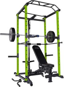 Green Power Cage Home Gym Set 1000 lbs – Multi-Functional Rack & 100lb Weights