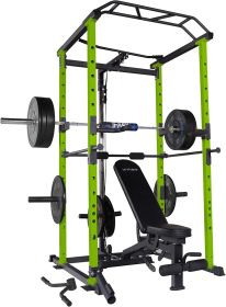 Green Power Cage Home Gym Set 1000 lbs – Multi-Functional Rack & 210lb Weights