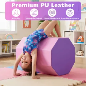 22.5" x 26" Octagon Tumbling Mat – Thick Foam Training Shape with Zippered Cover for Gymnastics, Cheer & Home Practice