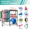 Home Gym Storage Rack – Yoga Mat Storage Rack with Wheels | Organizer for Mats, Foam Rollers, Dumbbells, Kettlebells & Resistance Bands