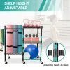 Home Gym Storage Rack – Yoga Mat Storage Rack with Wheels | Organizer for Mats, Foam Rollers, Dumbbells, Kettlebells & Resistance Bands