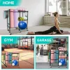 Home Gym Storage Rack – Yoga Mat Storage Rack with Wheels | Organizer for Mats, Foam Rollers, Dumbbells, Kettlebells & Resistance Bands