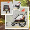 3 in 1 Bike Trailer for Kids – Red Running Stroller & Jogging Cart with 2 Seats, 5 Point Harness & Storage