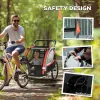 3 in 1 Bike Trailer for Kids – Red Running Stroller & Jogging Cart with 2 Seats, 5 Point Harness & Storage