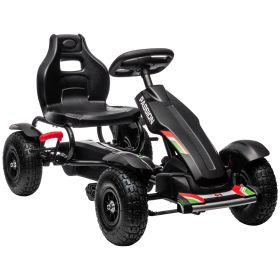 Kids Outdoor Pedal Go Kart (Black) - Adjustable Seat & Handbrake