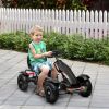 Kids Outdoor Pedal Go Kart (Black) - Adjustable Seat & Handbrake