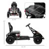 Kids Outdoor Pedal Go Kart (Black) - Adjustable Seat & Handbrake