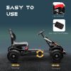 Kids Outdoor Pedal Go Kart (Black) - Adjustable Seat & Handbrake