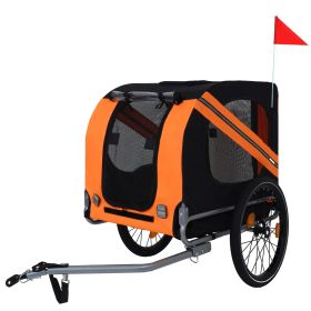 Large Folding Dog Bike Trailer 66LB | Black-Orange Carrier