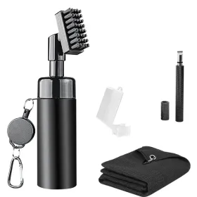 3 In 1 Golf Club Cleaning Kit Golf Club Cleaner Brush with 5Oz Water Bottle Retractable Clip Groove Sharpener Golf Towel Gift for Golfers