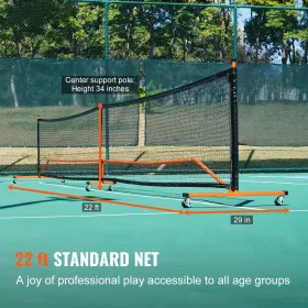 Pickleball Net Set – 22FT Regulation Size Portable System with Paddles, Balls, Wheels & Court Lines