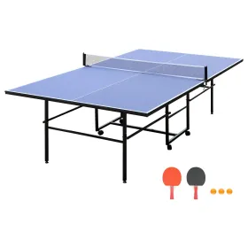9ft Mid‑Size Table Tennis Table – Foldable & Portable Ping Pong Table Set with Net, 2 Paddles & 3 Balls