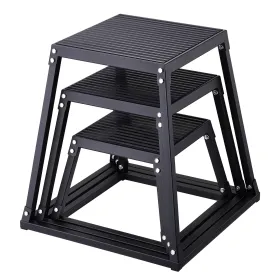 Plyometric Jump Boxes – 12/18/24 Inch Plyo Box Set, Anti Slip Steel Platform for Jumping, Agility & Strength Training