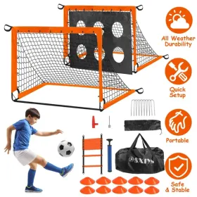 Portable Kids Soccer Goal Set – Complete Outdoor Training Kit with Ball, Pump, Cones, Ladder & Bag