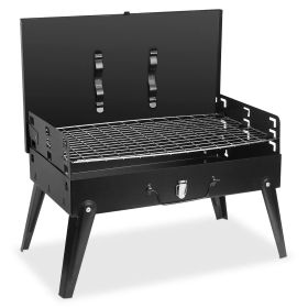 Portable Charcoal Suitcase Grill with Side Shelf – Foldable BBQ