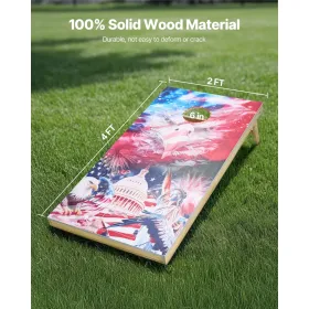 Cornhole Set – 4x2 ft Solid Wood Boards with 8 Bean Bags & Carrying Case for Indoor/Outdoor Play