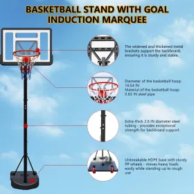 Portable Basketball Hoop – Adjustable 6.89–10.01 ft, 34" Backboard, Water/Sand Base & Wheels for Indoor/Outdoor Play