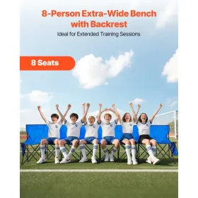 Portable Folding Bench, 8 Seat Foldable Soccer Bench with Side Pockets and Carrying Bag