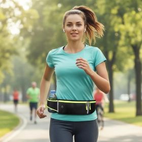 Seamless Outdoors Running Belt with Water Slot - Black