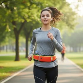 Seamless Outdoors Running Belt with Water Slot - Orange