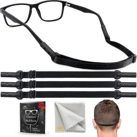 Glasses Strap Holder – M Size 13.5" Adjustable No Tail Eyeglass Lanyards (Set of 3) for Men & Women