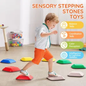 Balance Stepping Stones for Kids – 10 Piece Non Slip Sensory Coordination Set (Up to 220 lbs)