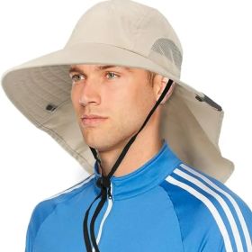 UPF 50+ Wide Brim Sun Hat with Neck Flap (Beige) | Outdoor & Safari