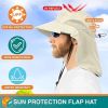 UPF 50+ Wide Brim Sun Hat with Neck Flap (Beige) | Outdoor & Safari