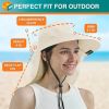 UPF 50+ Women's Wide Brim Sun Hat with Neck Flap & Bow (Beige)