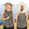 UPF 50+ Women's Wide Brim Sun Hat with Neck Flap & Bow (Beige)