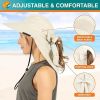 UPF 50+ Women's Wide Brim Sun Hat with Neck Flap & Bow (Beige)