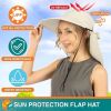 UPF 50+ Women's Wide Brim Sun Hat with Neck Flap & Bow (Beige)