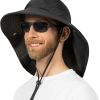 UPF 50+ Wide Brim Sun Hat with Neck Flap (Black)