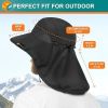 UPF 50+ Wide Brim Sun Hat with Neck Flap (Black)
