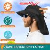 UPF 50+ Wide Brim Sun Hat with Neck Flap (Black)