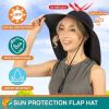 UPF 50+ Women's Wide Brim Sun Hat with Neck Flap & Bow – Black