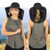 UPF 50+ Women's Wide Brim Sun Hat with Neck Flap & Bow – Black