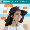 UPF 50+ Women's Wide Brim Sun Hat with Neck Flap & Bow – Black