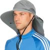 UPF 50+ Wide Brim Sun Hat with Neck Flap (Gray)