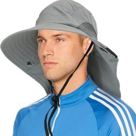 UPF 50+ Wide Brim Sun Hat with Neck Flap (Gray)